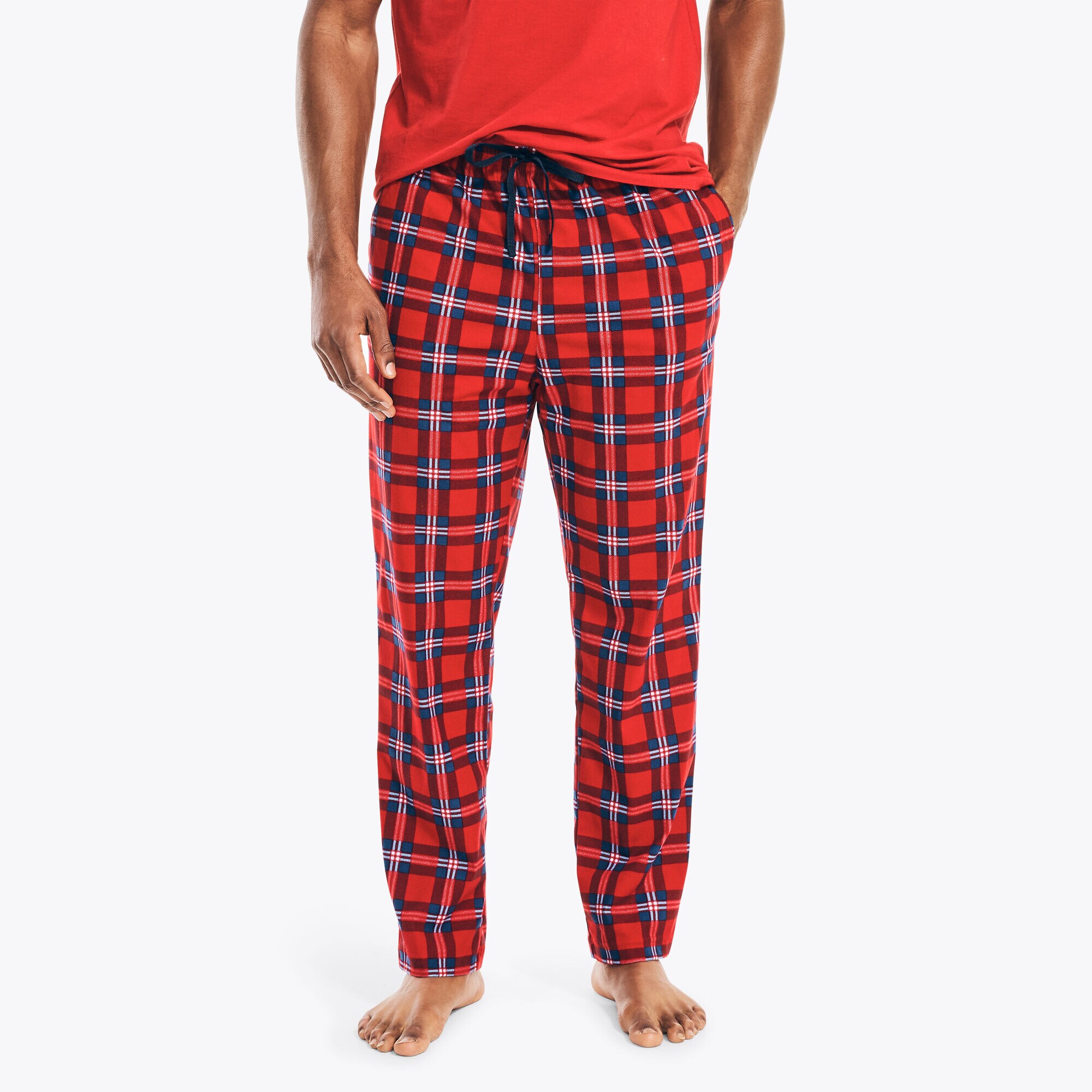 PLAID FLEECE SLEEP PANT,Nautica Red,large