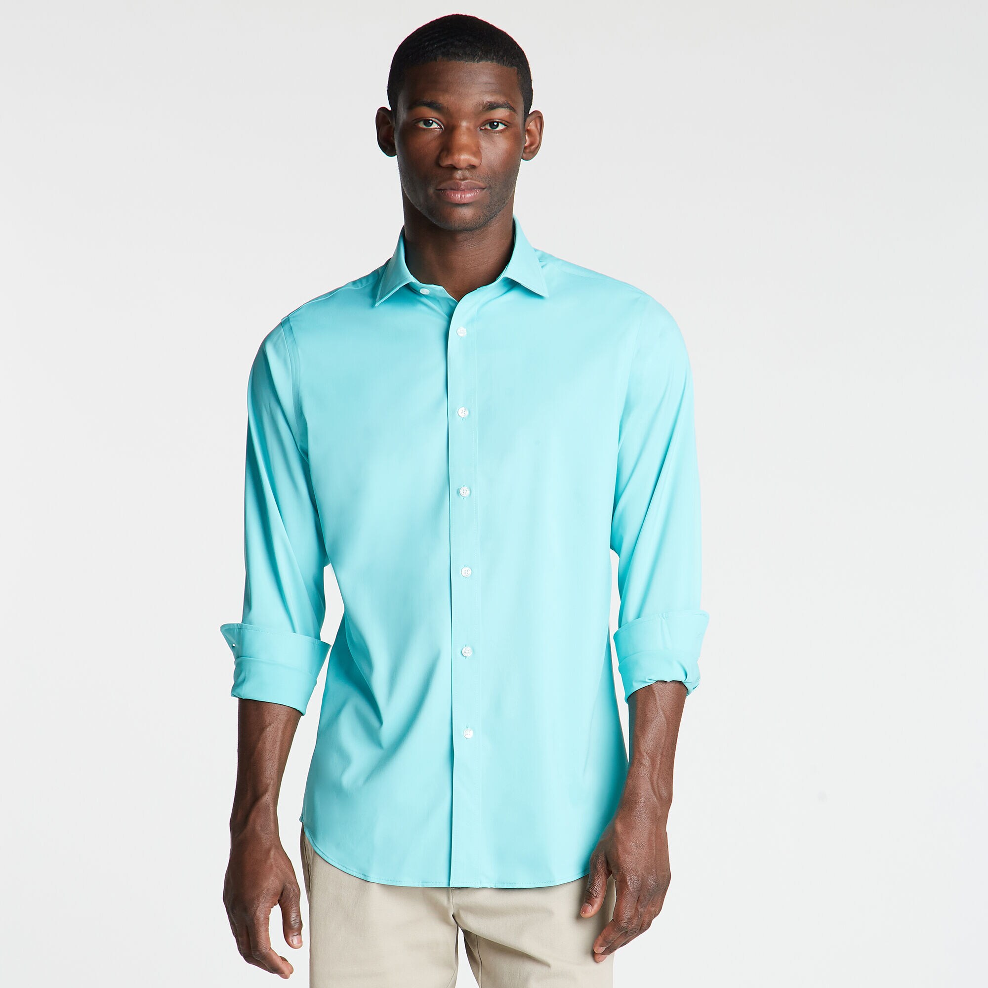 Classic Fit Non-Iron Performance Twill Shirt,Little Boy Blue,large