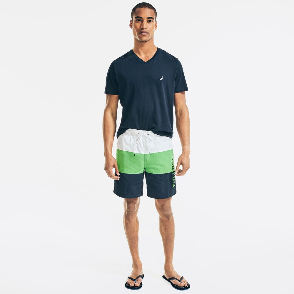 8" COLORBLOCK LOGO PRINT SWIM SHORTS,Tillman Bay,large