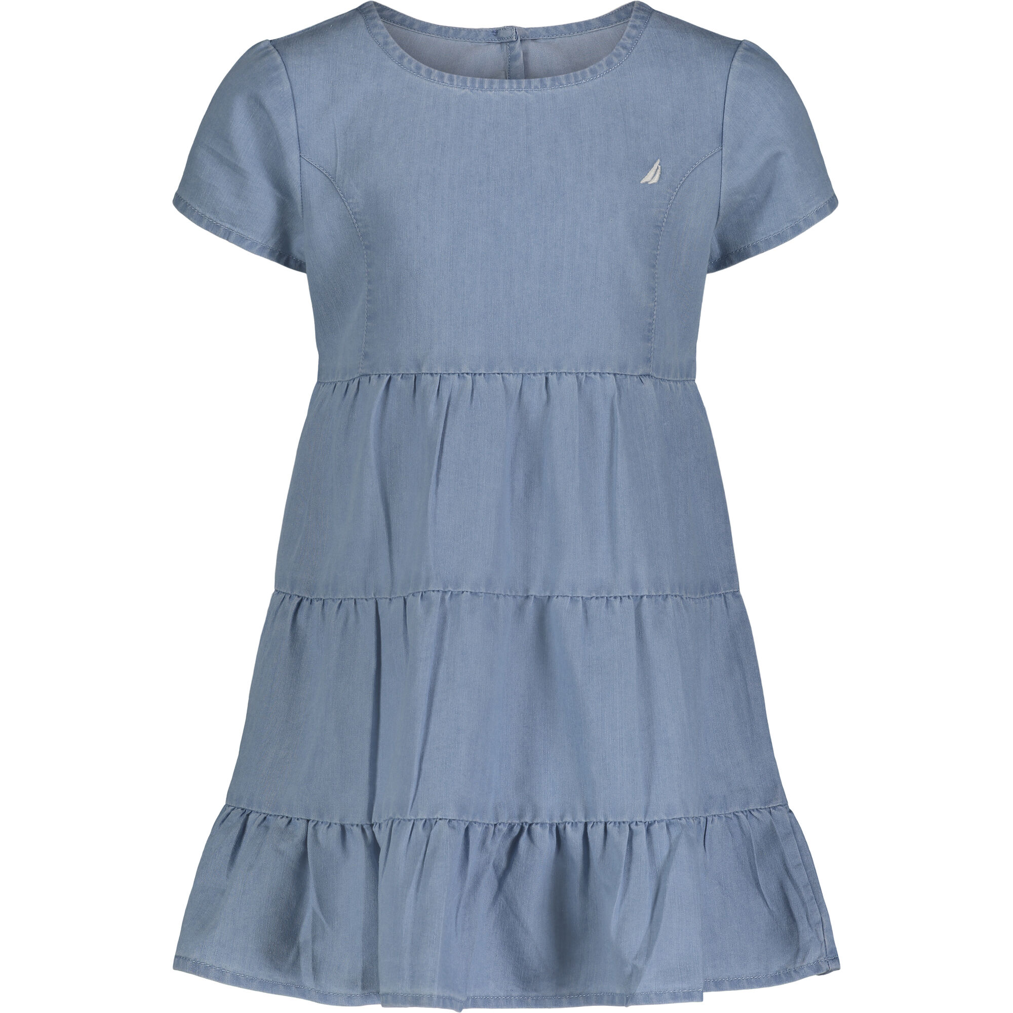 LITTLE GIRLS' TIERED CHAMBRAY DRESS (4-7),Nite Sea Heather,large