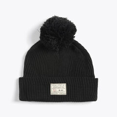 Rib-Knit Pom Hat,True Black,large