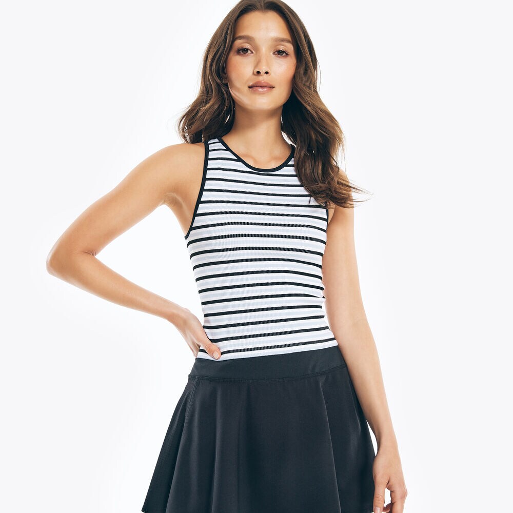  SEAMLESS STRIPED TANK,True Black,large