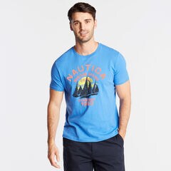 JERSEY T-SHIRT IN MARITIME SAILING SUPPLY GRAPHIC,Reef Blue,large