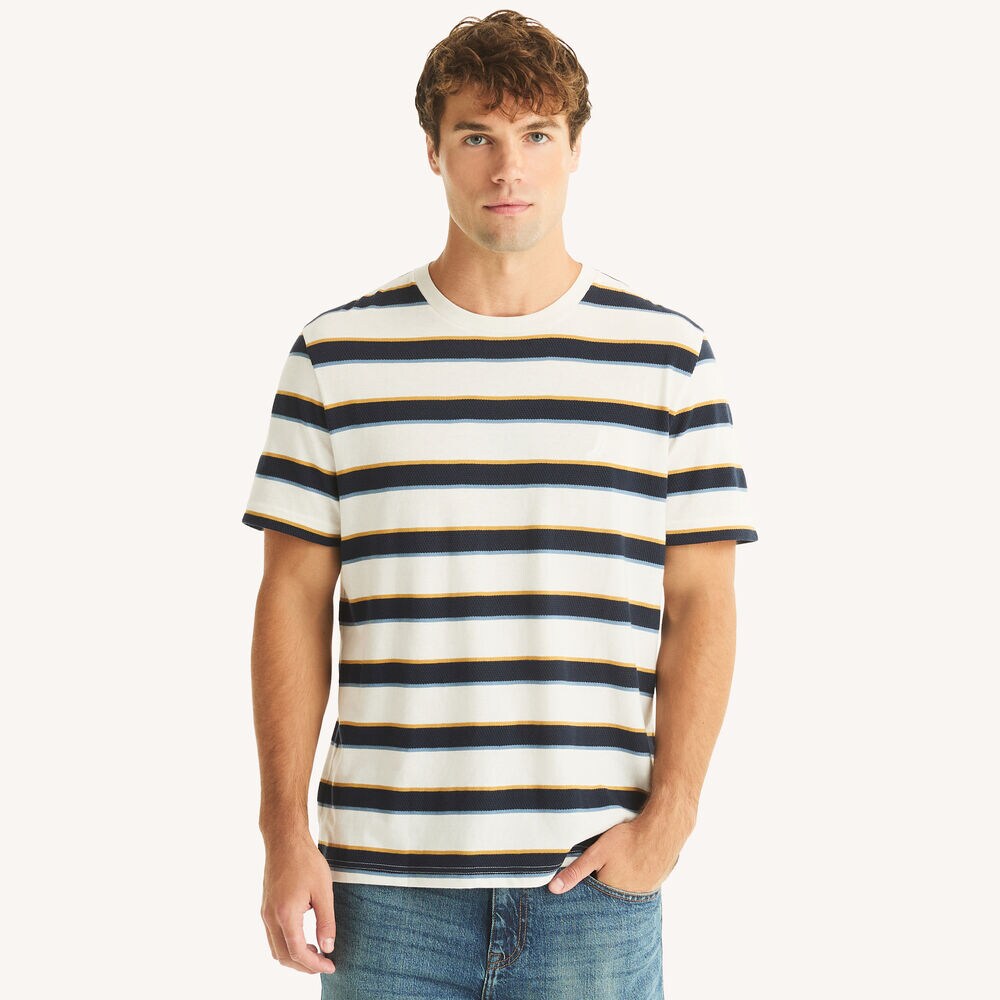 Yarn-Dyed Striped Shirt,Sail White,large