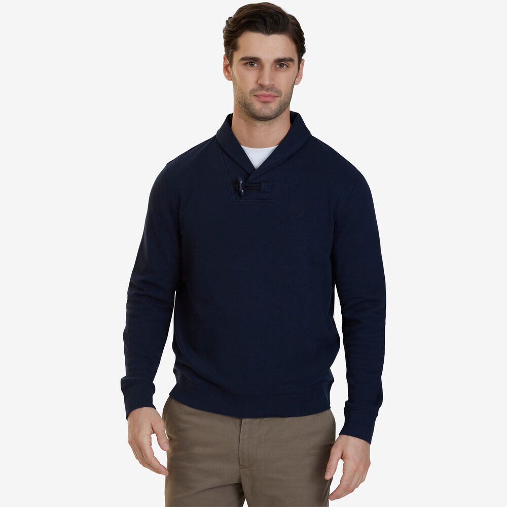 Shawl Collar Sweater,Navy,large