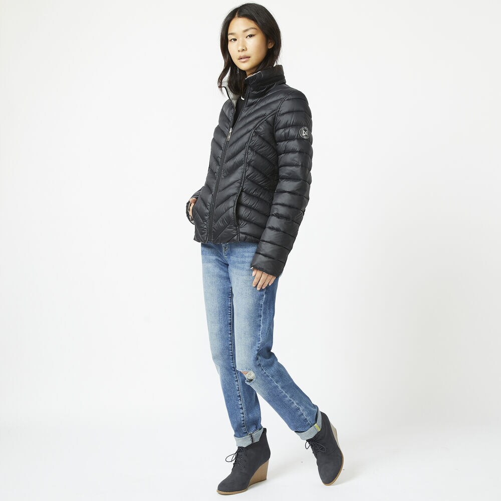 REVERSIBLE PACKABLE HOODED COAT,True Black,large