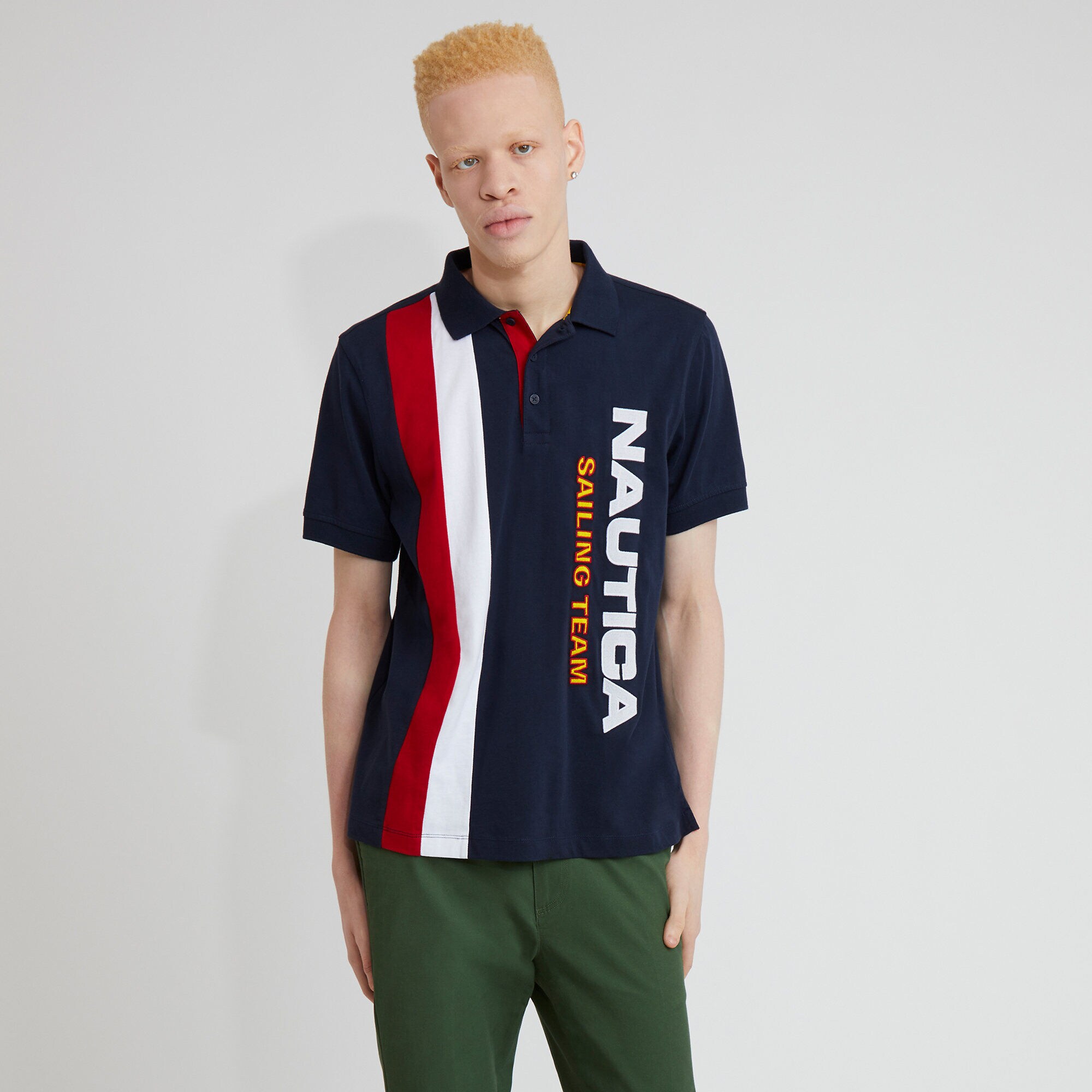 The Lil Yachty Collection by Nautica Big & Tall Stripe Shirt,Navy,large