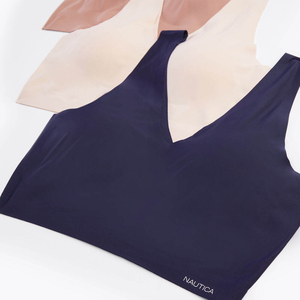 Laser-Cut Bralettes, 3-Pack,Dark Brown Heather,large