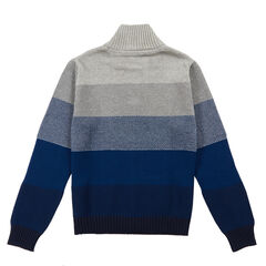 Little Boys' Block Stripe Zip Sweater (4-7),Grey Heather,large