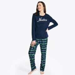 Women's Family Plaid Pajama Pant Set,Green Apple,large