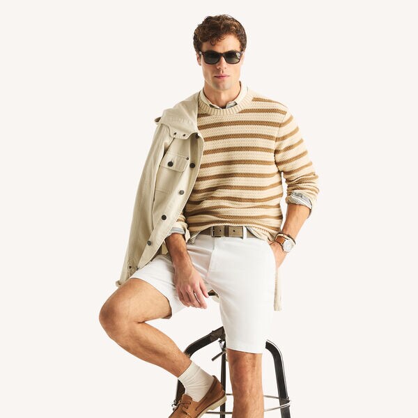 Textured Striped Crewneck Sweater
