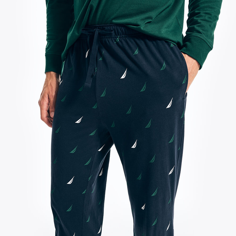 BRAND ICON PRINT PAJAMA PANT SET,Cosmic Fern,large