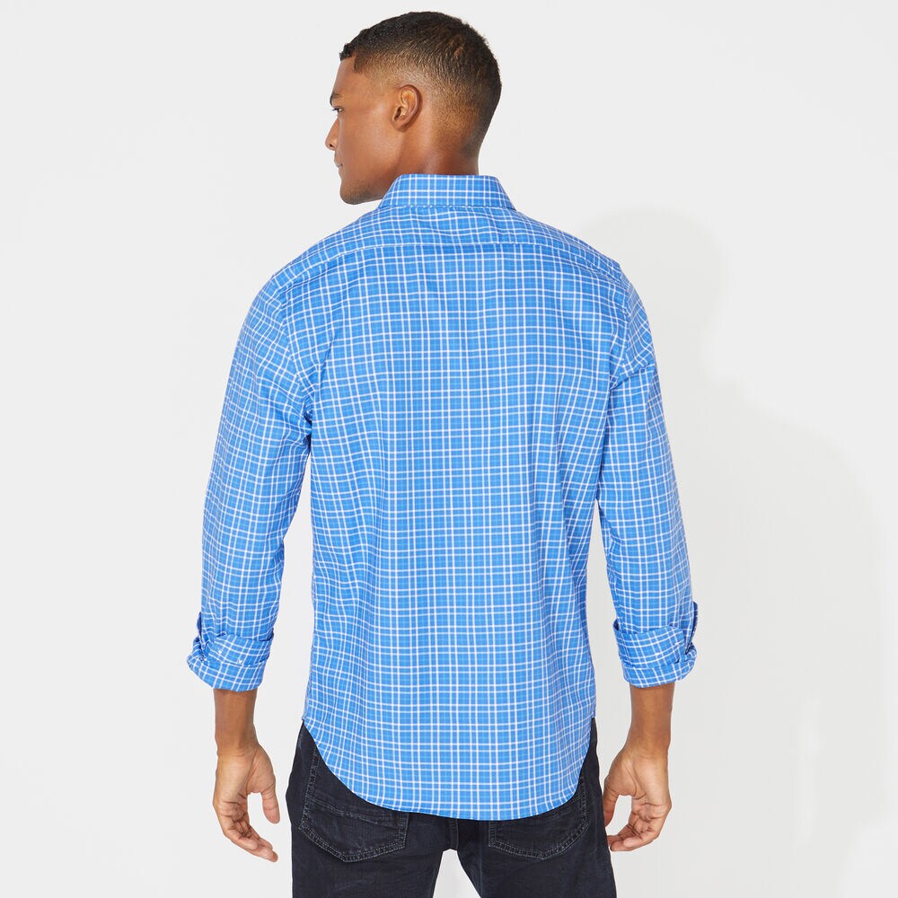 SLIM FIT WRINKLE-RESISTANT MINI TATTERSALL SHIRT,Rolling River Wash,large