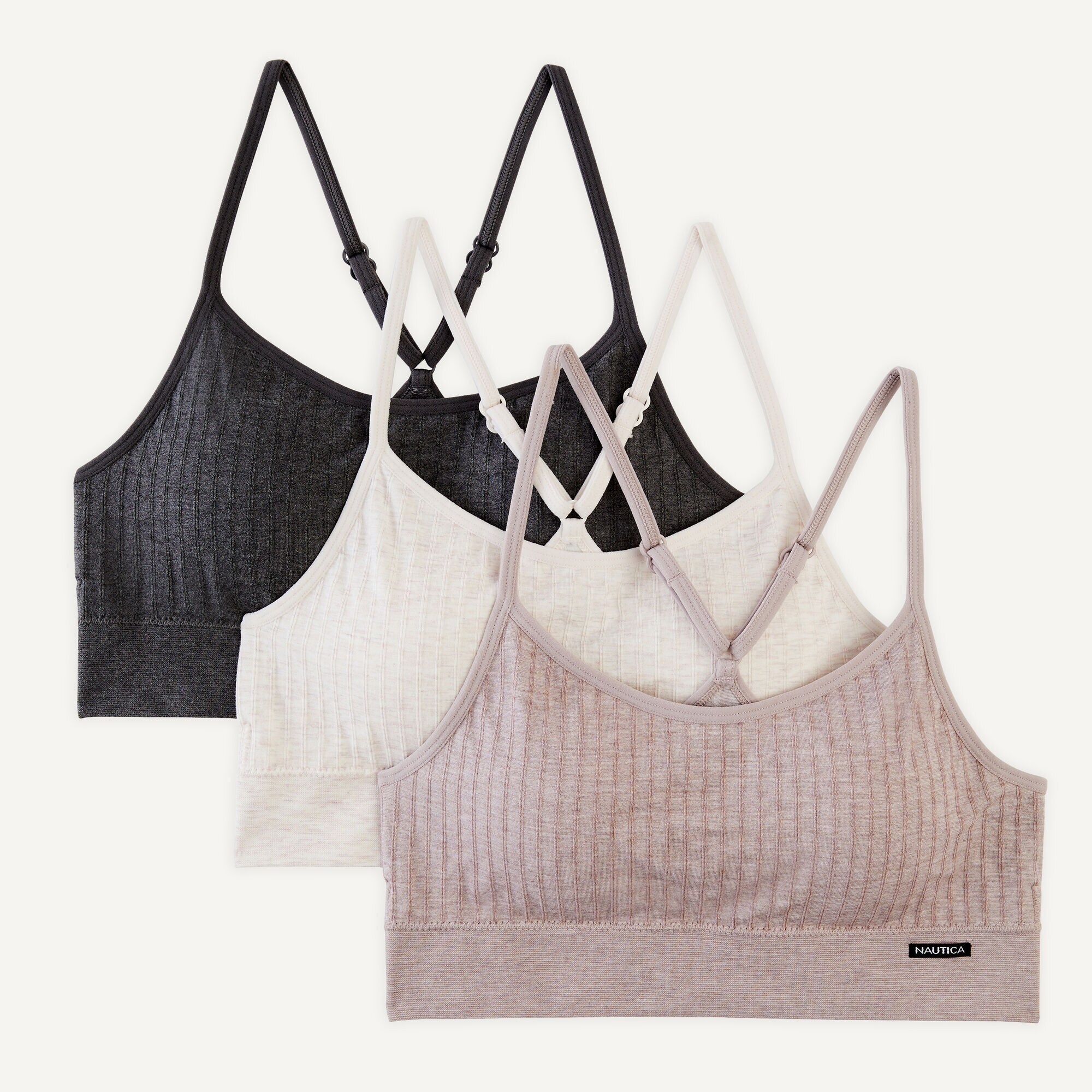 Racerback Seamless Bra, 3-Pack,Antique White Wash,large