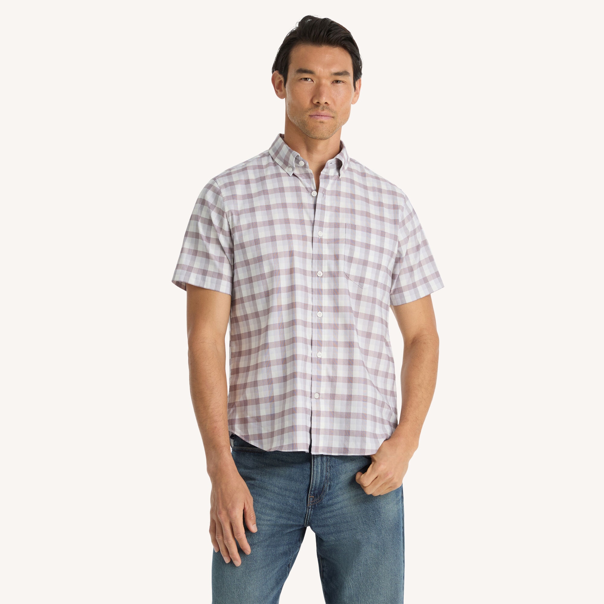 Plaid Classic Fit Shirt,Parfait Pink,large