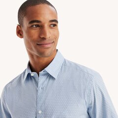 Classic Fit Wrinkle-Resistant Printed Shirt,Crystal Bay Blue,large