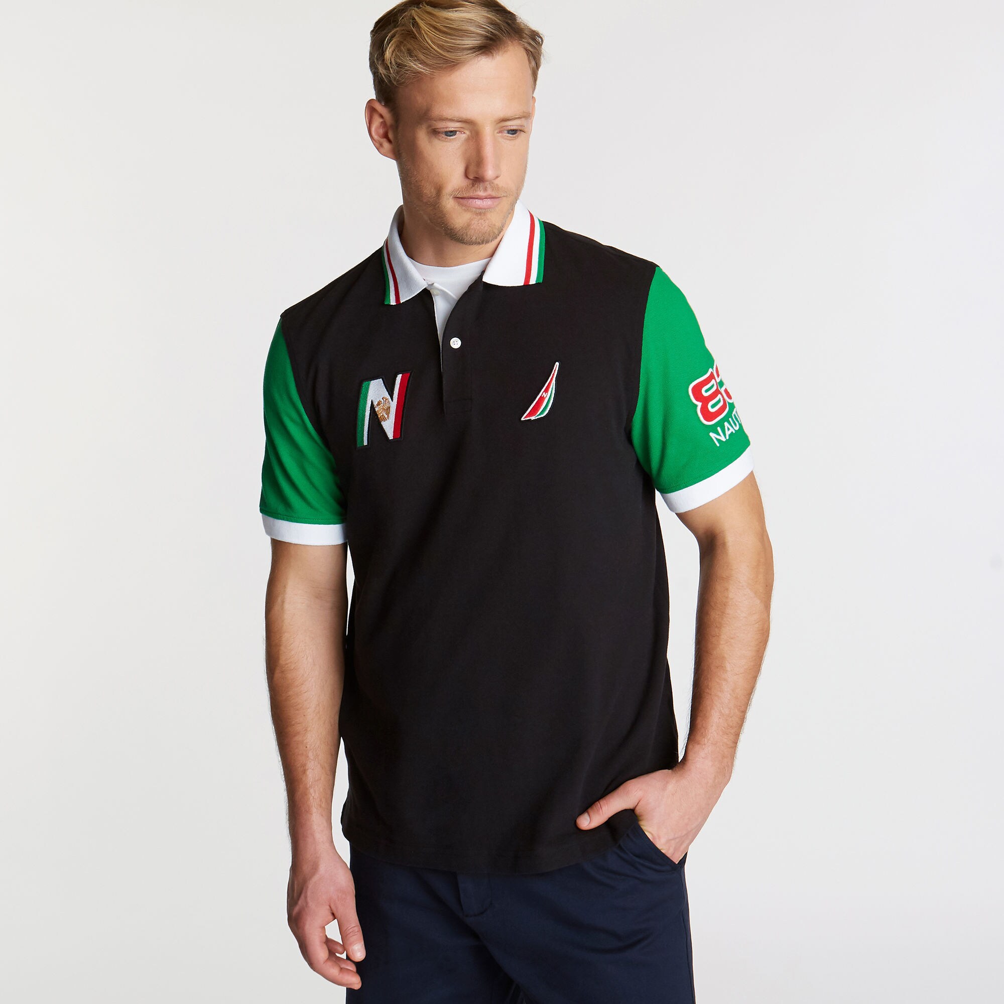 Short Sleeve Classic Fit Mexico Performance Polo,True Black,large
