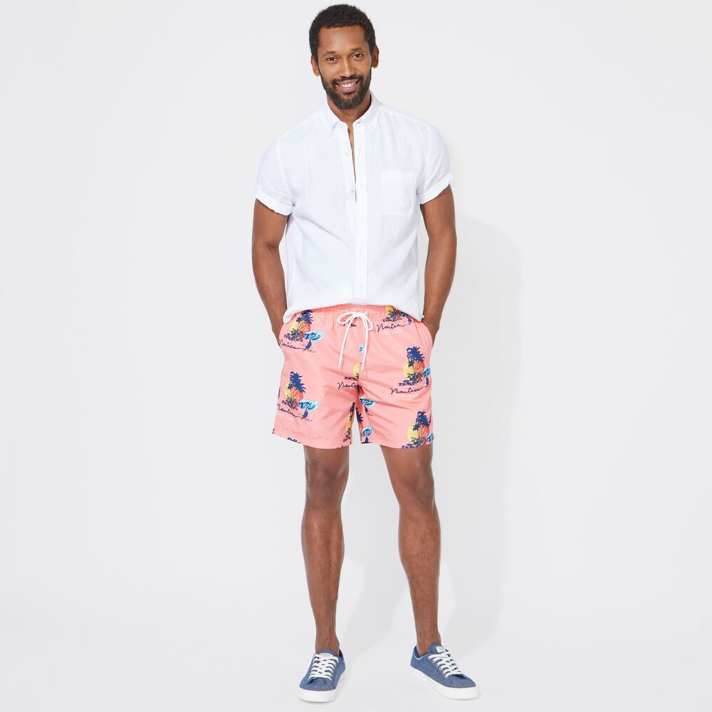 8" ISLAND PRINT QUICK-DRY SWIM,Pale Coral,large