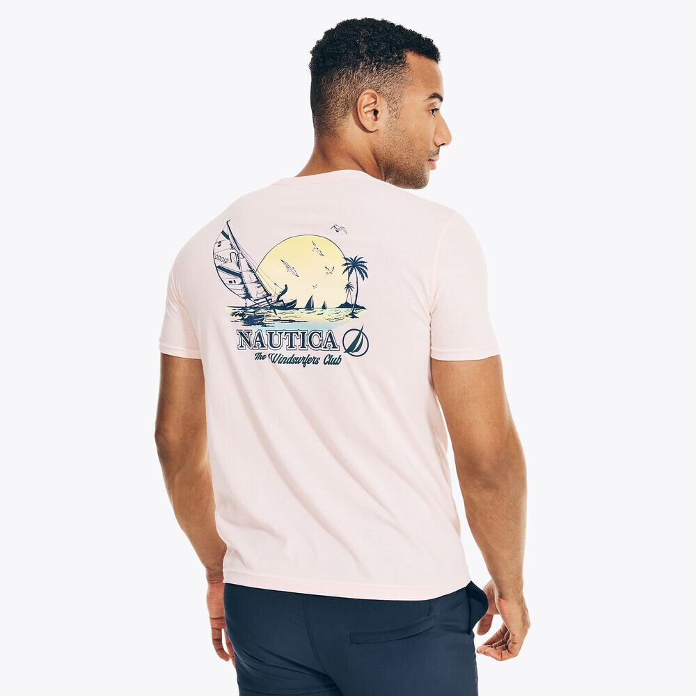 SUSTAINABLY CRAFTED WINDSURFER GRAPHIC T-SHIRT,Buoy Red,large
