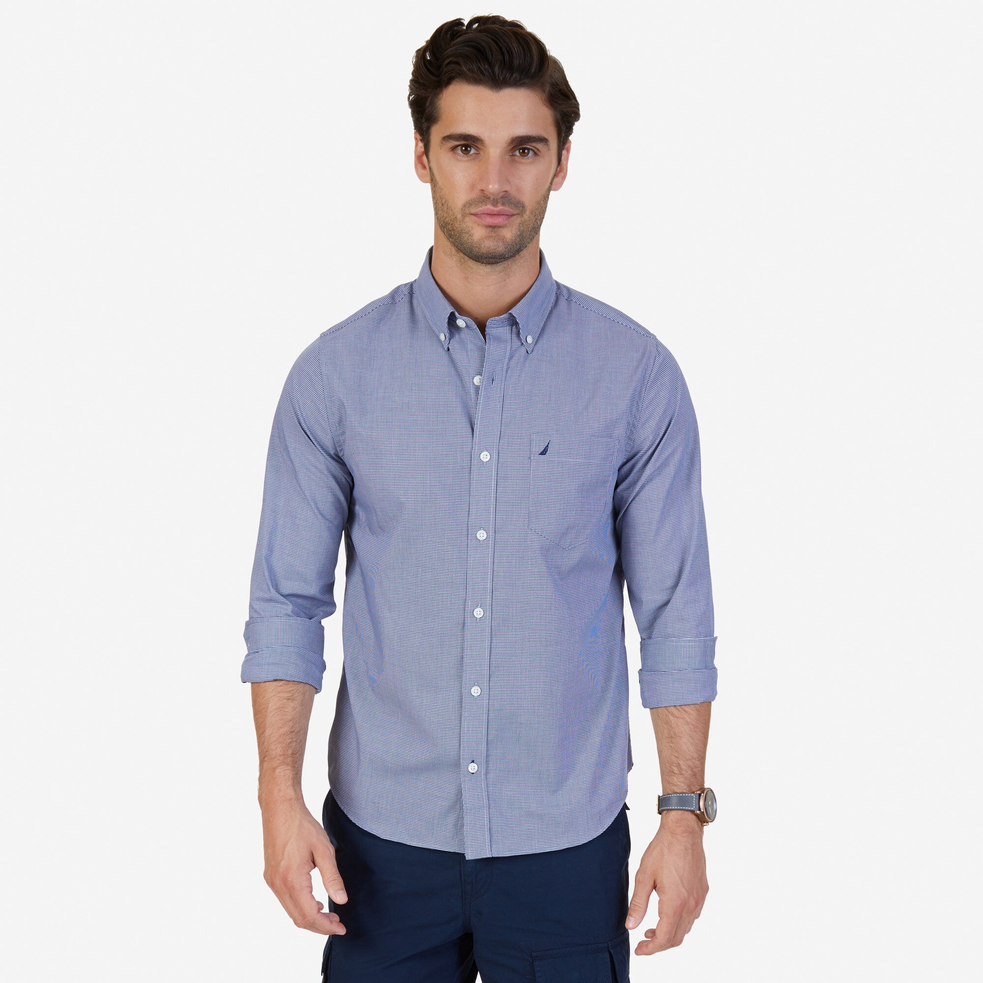 Micro Gingham Slim Fit Button-Down 