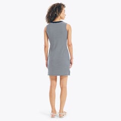 STRIPED SLEEVELESS DRESS,Bright White,large