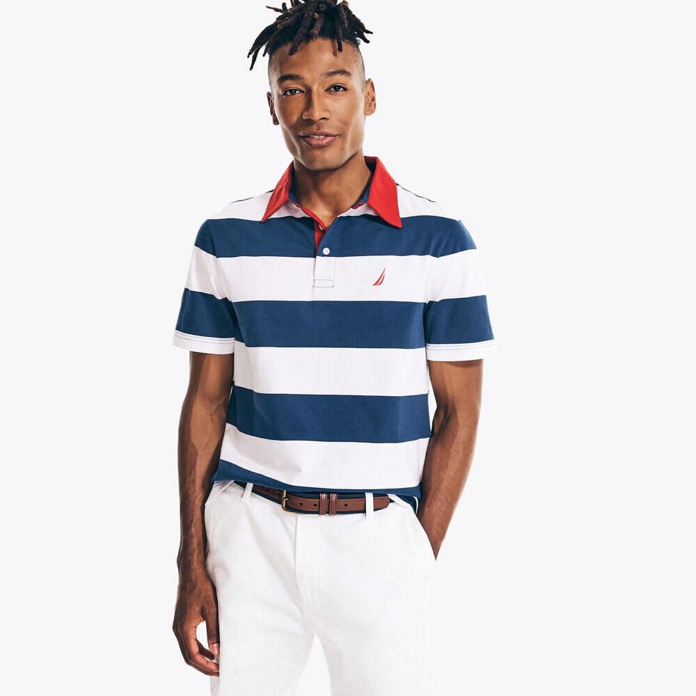 CLASSIC FIT STRIPED POLO,Blue Depths,large