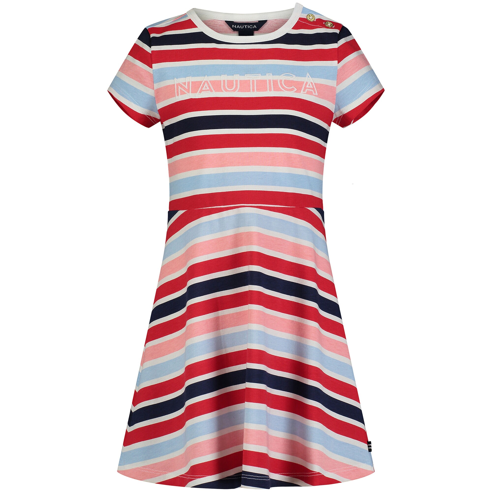 Little Girls' Stripe Knit Skater Dress (4-6X),Antique White Wash,large