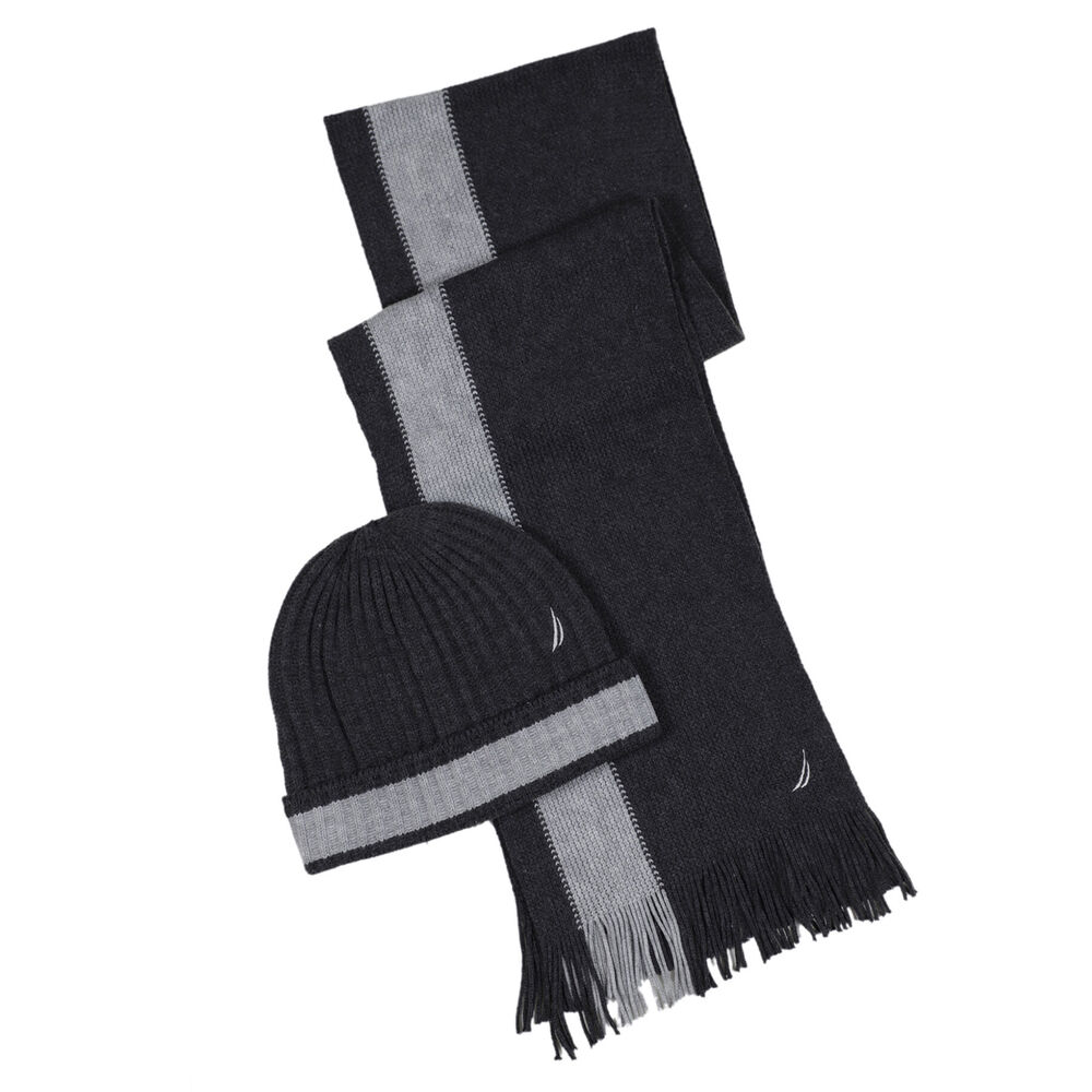 SIDE STRIPE HAT AND SCARF SET,Pale Blue,large