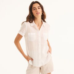 Short-Sleeve Camp Shirt,Bright White,large