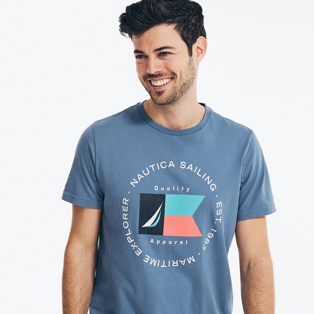 MARITIME EXPLORER LOGO GRAPHIC SLEEP T-SHIRT,Star Sapphire,large