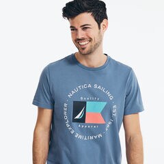 MARITIME EXPLORER LOGO GRAPHIC SLEEP T-SHIRT,Star Sapphire,large