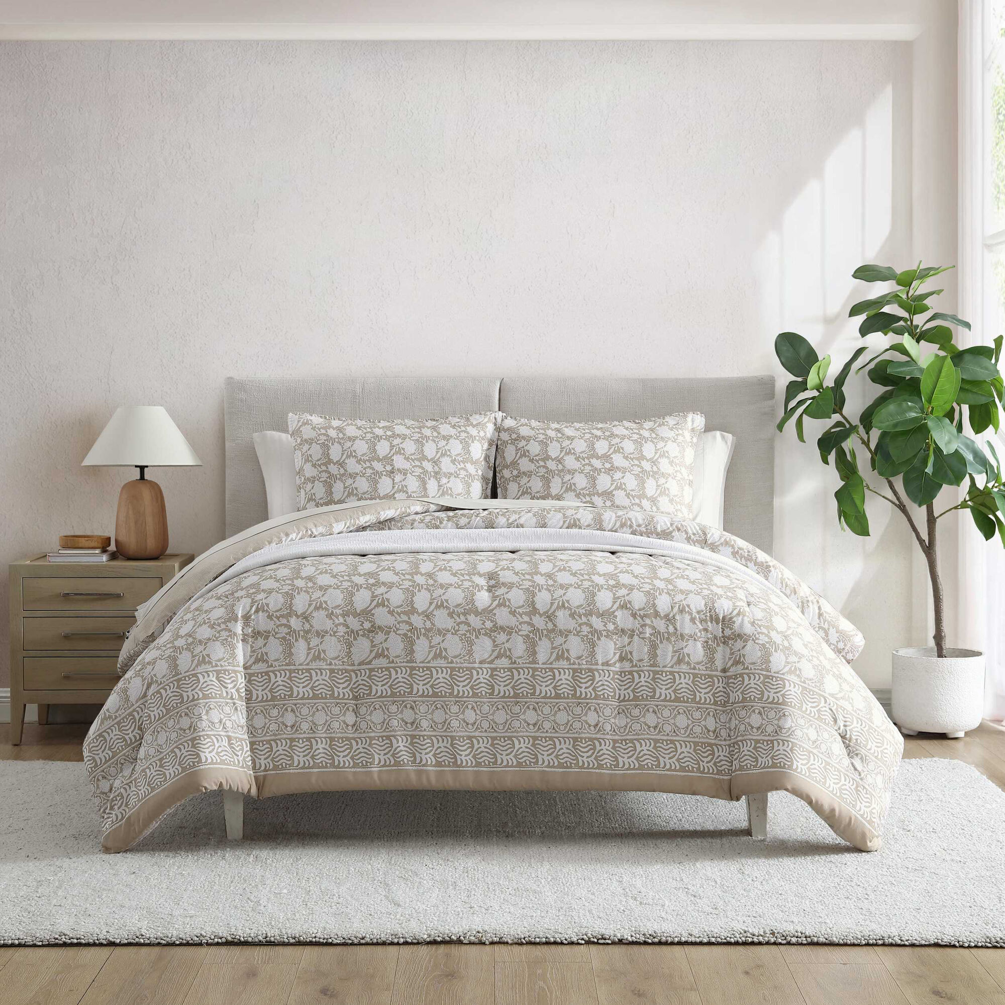 Bayport Floral Beige Twin/Twin XL Comforter-Sham Set,Taupe,large