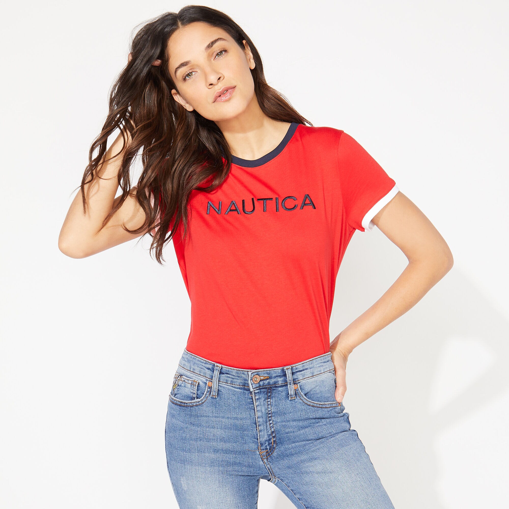 NAUTICA LOGO COLORBLOCK T-SHIRT,Tomales Red,large