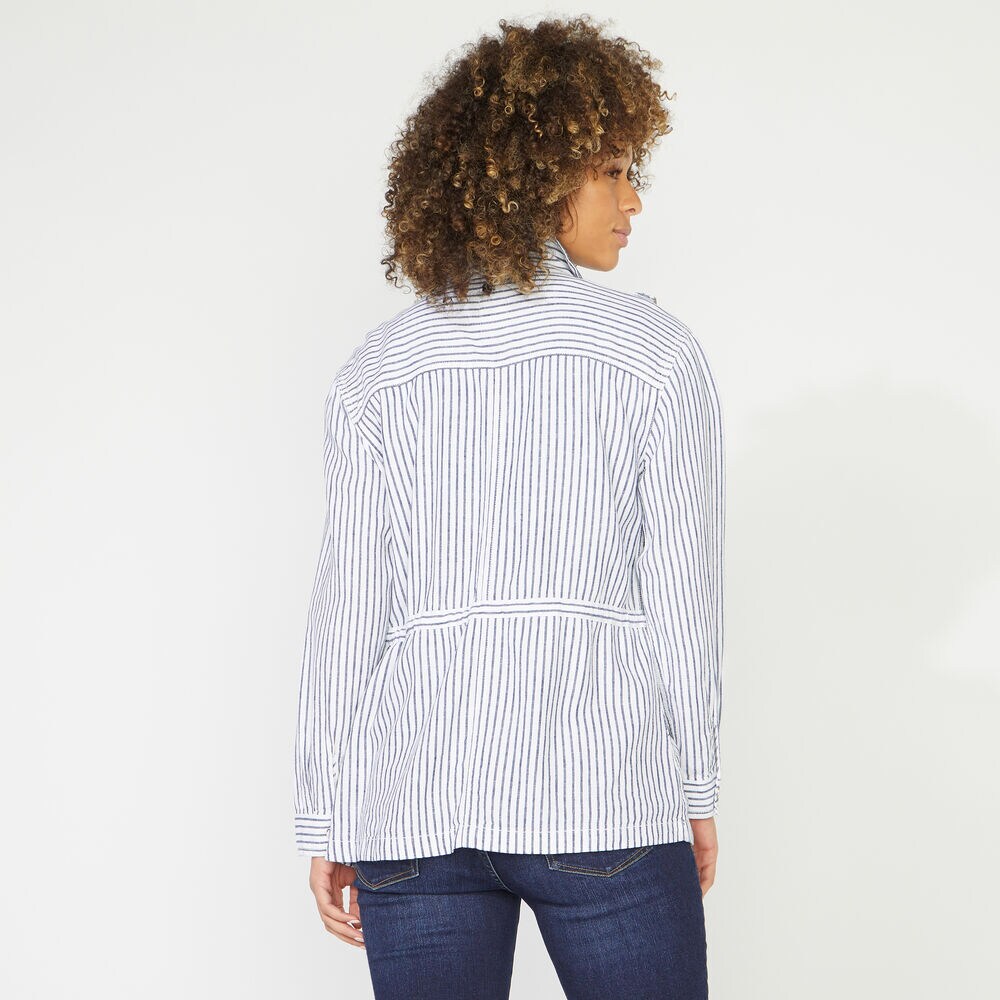 STRIPED LINEN BLEND JACKET,Bright White,large