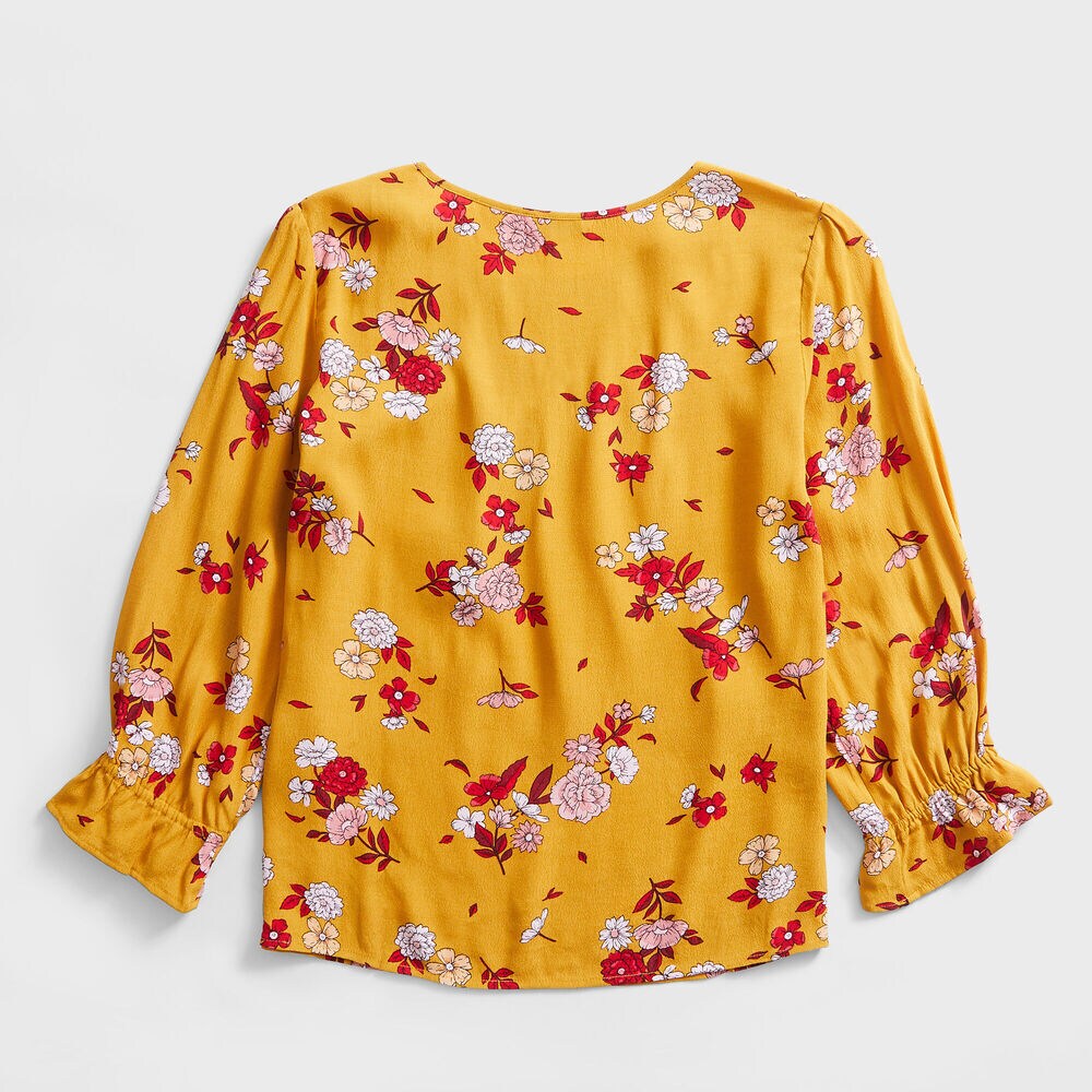 NAUTICA JEANS CO. FLORAL SMOCKED TOP,Kernel,large