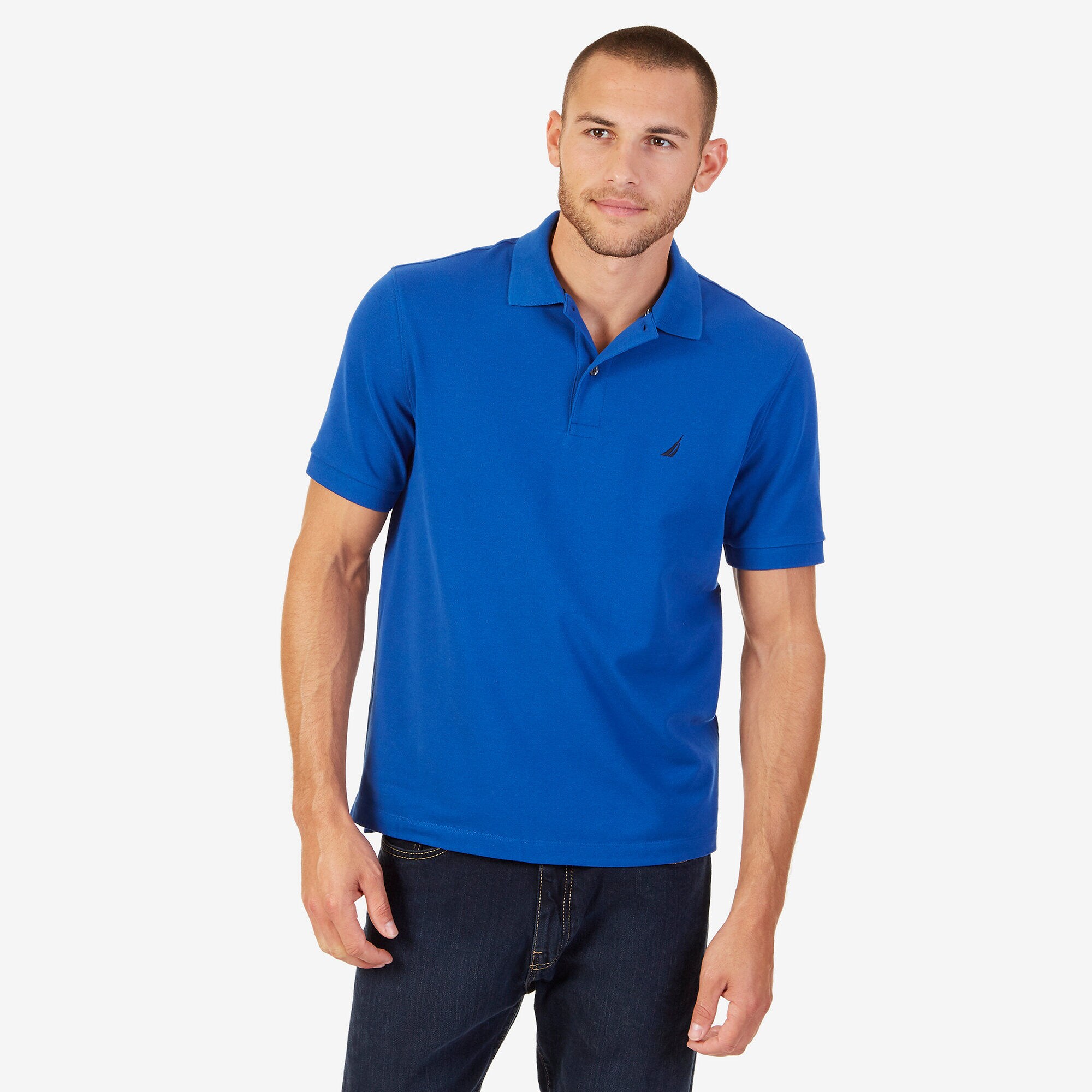 Classic Fit Performance Stretch Polo Shirt,J Navy,large