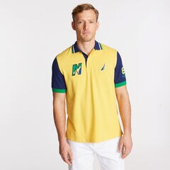 Short Sleeve Classic Fit Brazil Performance Polo,French Vanilla,large