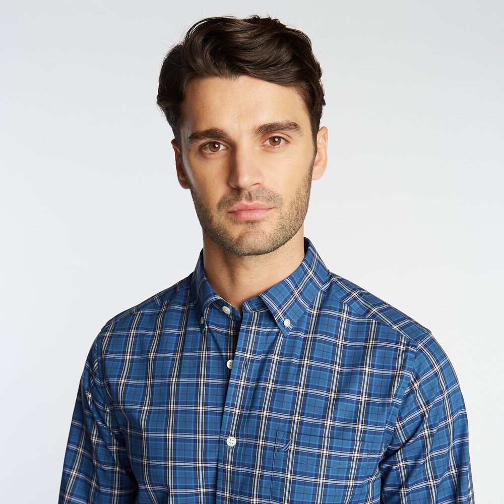 CLASSIC FIT WRINKLE-RESISTANT PLAID SHIRT,Ensign Blue,large