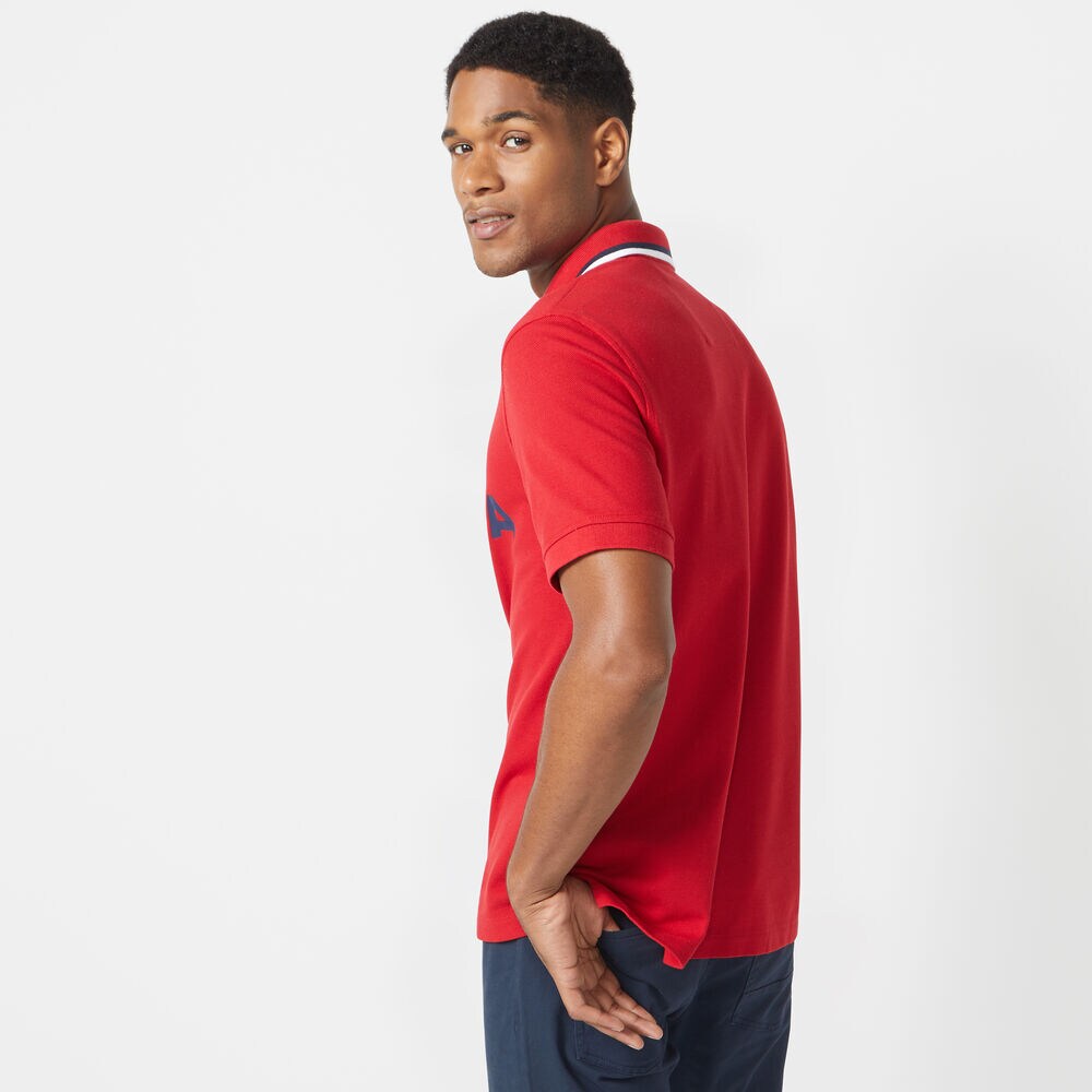 CLASSIC FIT LOGO PERFORMANCE POLO,Nautica Red,large