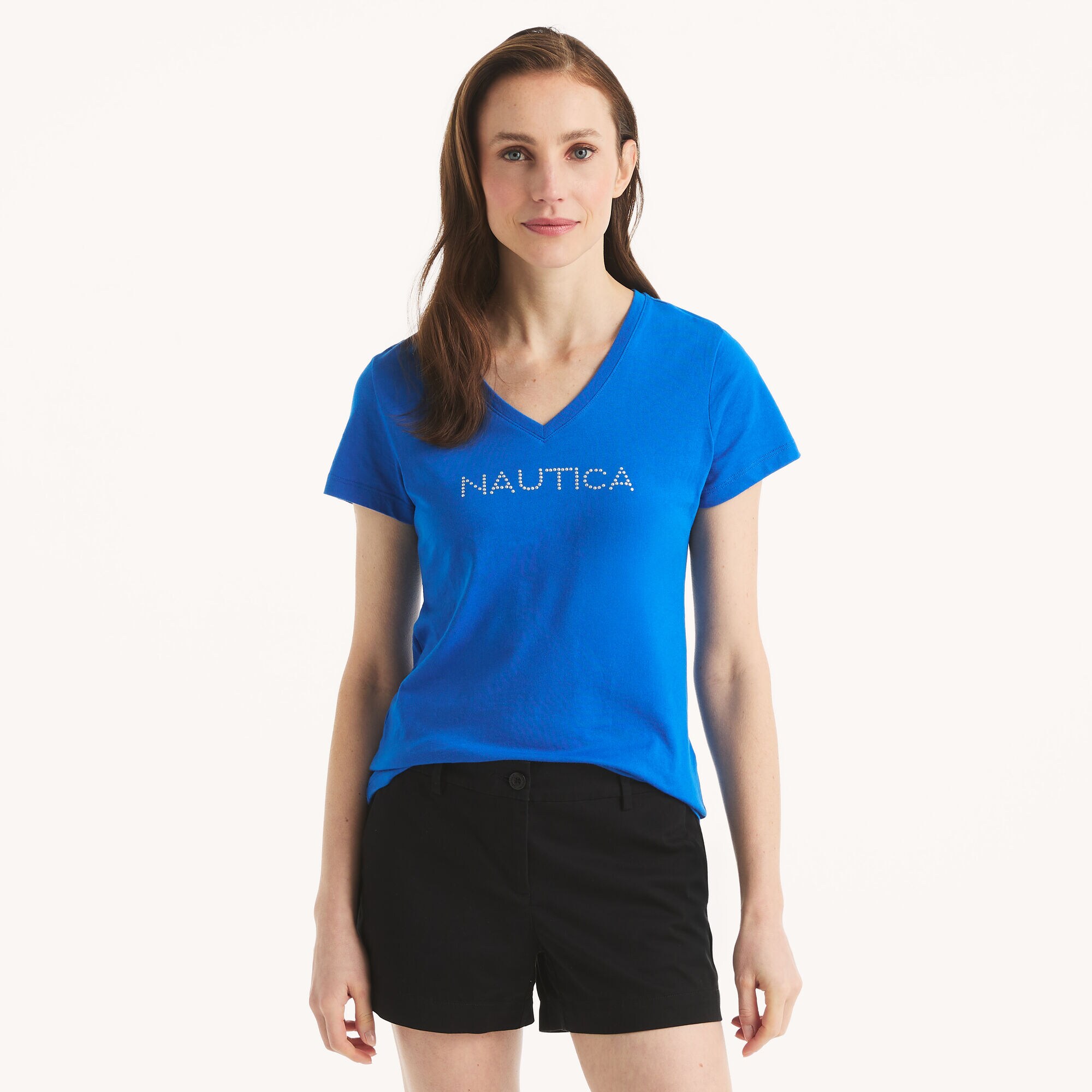 V-Neck T-Shirt,Aqua,large