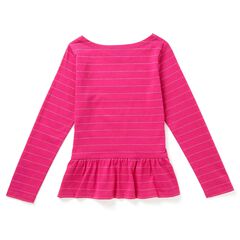 Little Girls' Metallic Stripe Bow Top (4-7),Lure Red Heather,large