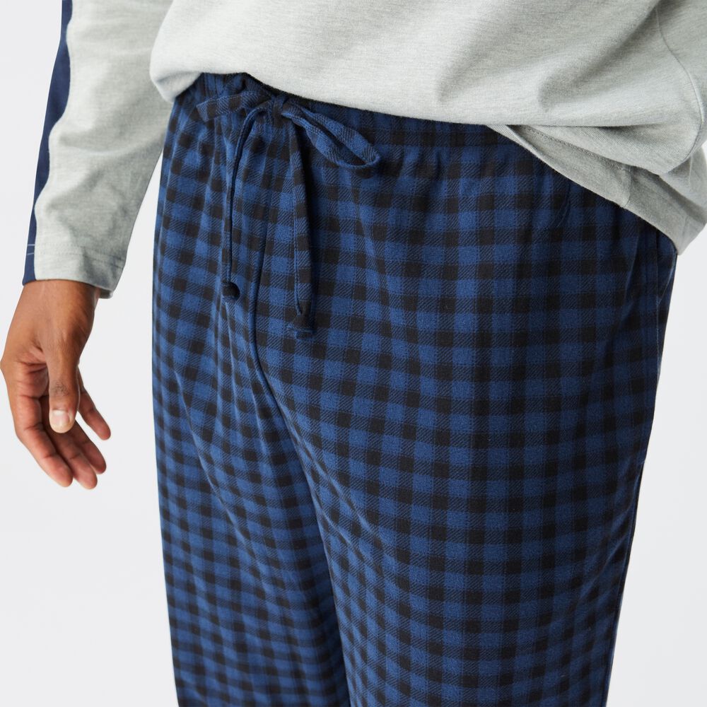 PLAID FLEECE SLEEP PANT,Peacoat,large