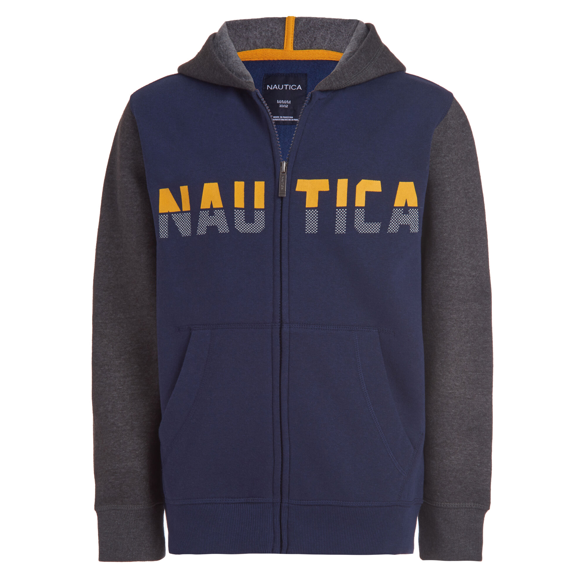 BOYS' LOGO COLORBLOCK FULL-ZIP HOODIE (8-20),Oyster Bay Blue,large