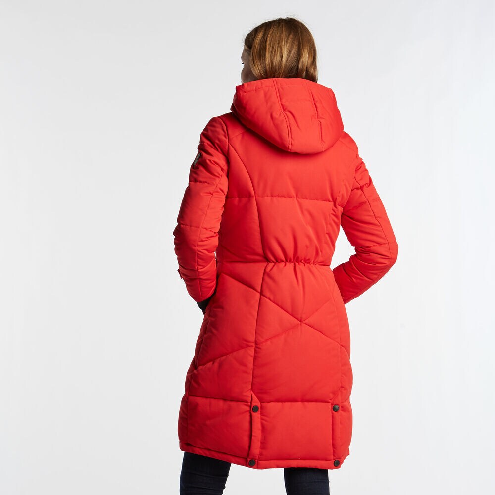 WOMEN'S LONG QUILTED PUFFER COAT,Tomales Red,large