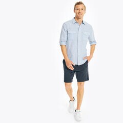 CLASSIC FIT LINEN STRIPED SHIRT,Bolt Blue,large