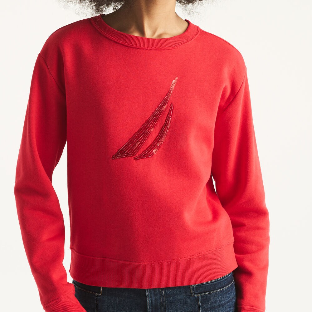 Sequin Sweatshirt,Tomales Red,large