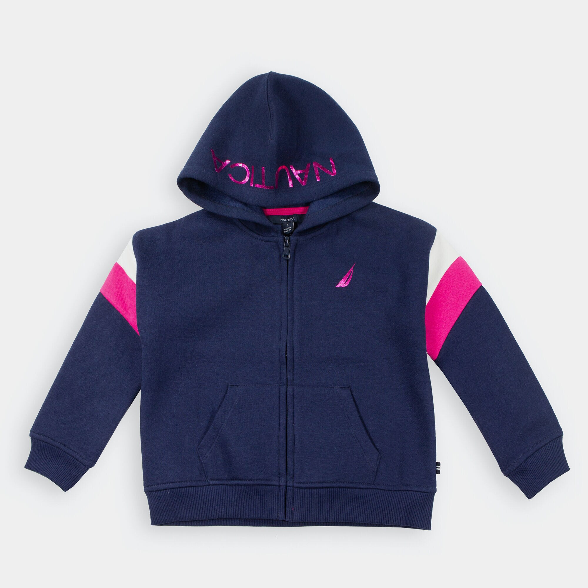 TODDLER GIRLS' LOGO FLEECE FULL-ZIP HOODIE (2T-4T),Navy,large