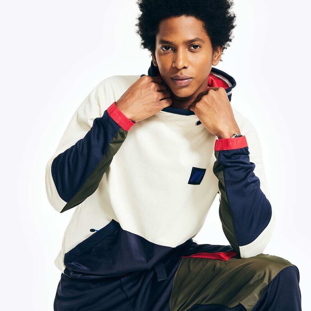 FLEECE PULLOVER HOODIE,Sail Cream,large