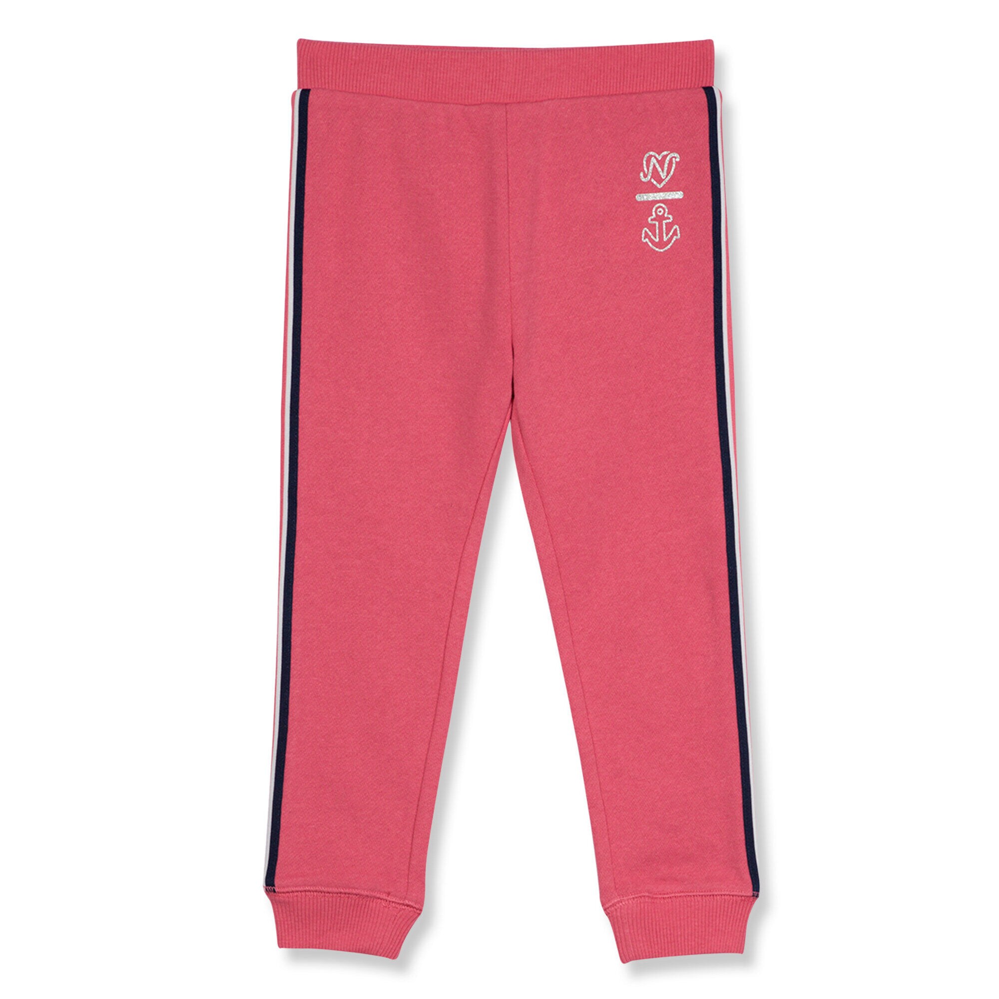Little Girls' Fleece Joggers with Tapping (4-6X),Pomegranate,large