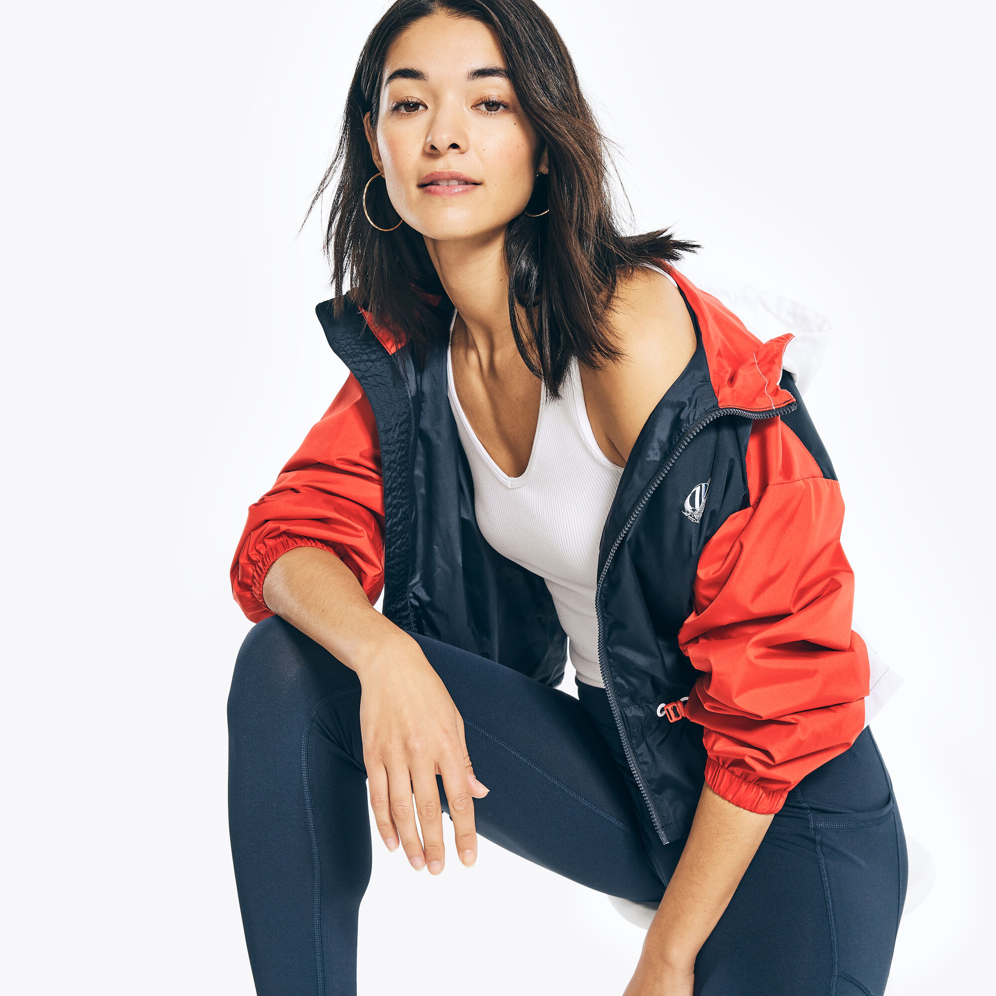 REISSUE COLORBLOCK PEPLUM JACKET,Navy,large